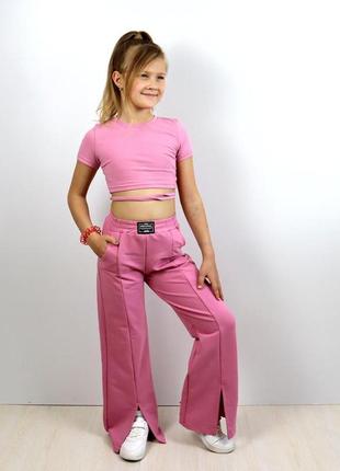 2343-41рож костюм для девочек топ и брюки темно-розовый тм авекс размер 134 см1 фото