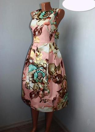 Нереально красивое платье миди miss selfridge р. м-l. парча, золтистый люрекс!3 фото