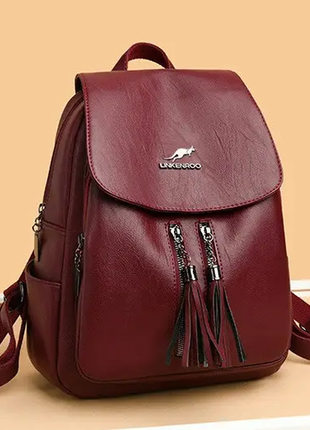 Женский черный бордовый синий ранец рюкзак женская сумка портфель с кенгуру5 фото
