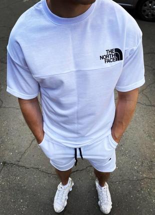 Літній стильний чоловічий літній костюм шорти + футболка на кожен день білий