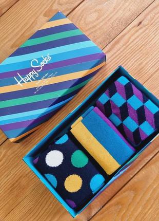Happy socks женские / мужские в подарочной коробке, 3 пары носков, размер 36-40