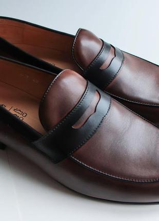 Удобные коричневые туфли лоферы ikos 365 из натуральной кожи2 фото