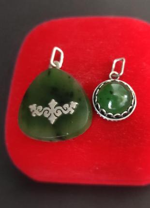 💚кулон, підвіска вінтаж нефріт (серебряный кулон нефрит ( киви).