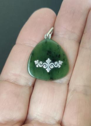 💚кулон, підвіска вінтаж нефріт (серебряный кулон нефрит ( киви).