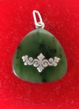💚кулон, підвіска вінтаж нефріт (серебряный кулон нефрит ( киви).