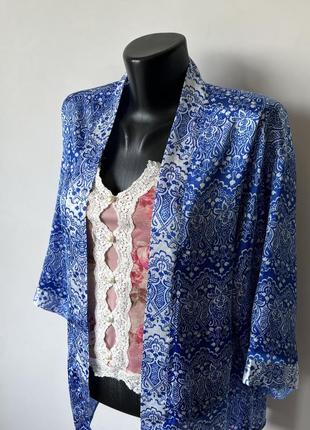 Блузка накидка летняя атласная голубая синяя парео2 фото