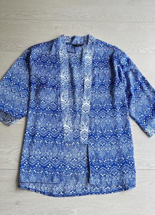 Блузка накидка летняя атласная голубая синяя парео6 фото