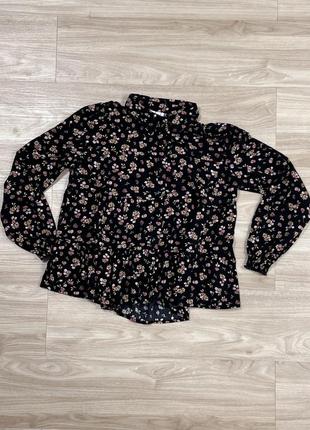 Черная летняя блуза в цветочный принт h&amp;m3 фото