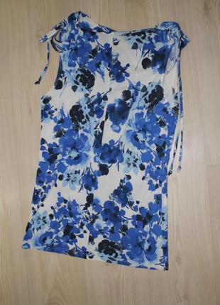 Коротке плаття m&s mode міні пляжное прогулянкове квітами пляжне платя сукня біла блакитна синя s m9 фото