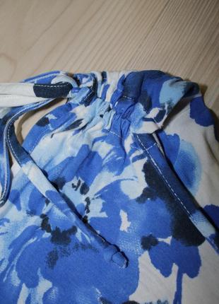 Мини-платье мини платье короткое голубое грудь водопад размер 42 44 с цветочным принтом туника міні4 фото