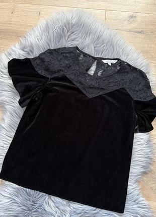 Велюрова блуза з коротким рукавом