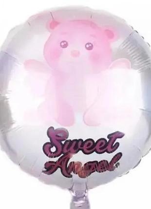 Фольгированный шар круг sweet angel розовый 18"(45см)