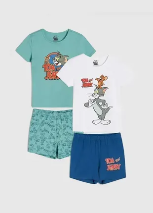 Комплект пижам для мальчика tom and jerry. шорты и футболка. пижама для мальчика.
