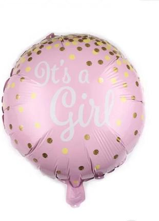 Фольгированный шар розовый "it’s a girl" 18"(45см)