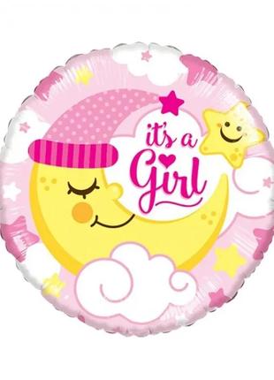 Фольгированный шар розовый "it’s a girl" 18"(45см)