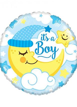 Фольгированный шар голубой "it’s a boy" 18"(45см)