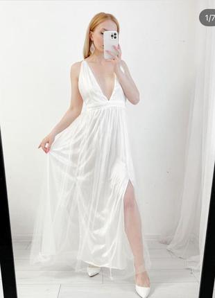 Белое фатиновое платье3 фото