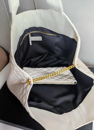 Белая стеганая брендовая сумка, большая сумка, сумка с кошельком10 фото