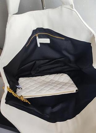 Белая стеганая брендовая сумка, большая сумка, сумка с кошельком9 фото