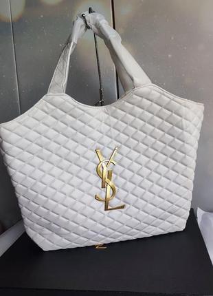 Біла стьобана  брендова  сумка, велика сумка, сумка із гаманцем