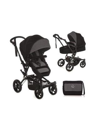 Коляска-трансформер jane crosswalk convert jet black, черный с серым (5483/t34)