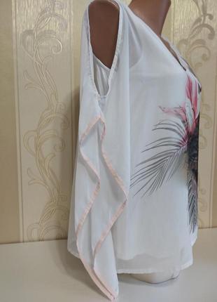 Блуза белоснежная шифоновая с вискозной маечкой.2 фото
