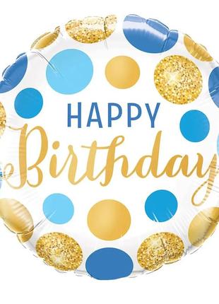 Фольгированный шар круг "happy birthday"  18"(45см)