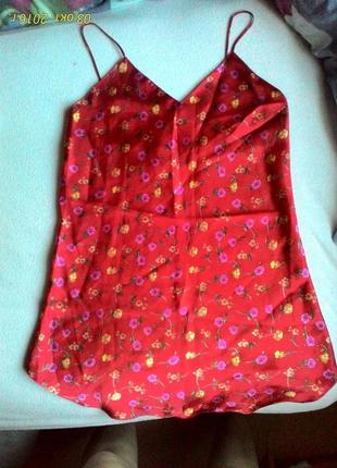 Атласная красная ночная рубашка ночнушка сорочка (44-46рр.)