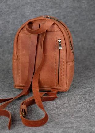 Кожа. ручная работа. кожаный женский, маленький, коричневый рюкзак, рюкзачок5 фото