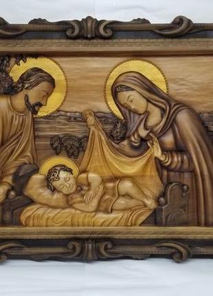 Ікона свята родина, свята сім'я, ікона з дерева 47х31см.