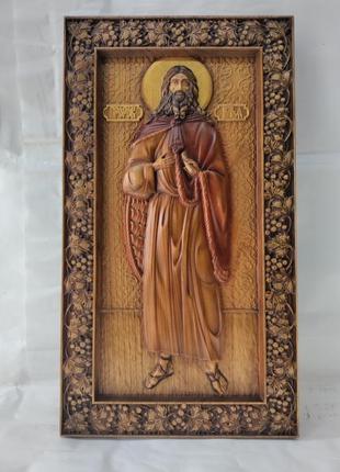 Ікона святий пророк ілля, ікона з дерева, різьблена з дерева 40х22см8 фото