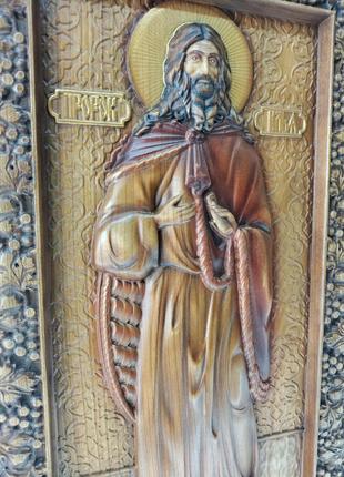 Ікона святий пророк ілля, ікона з дерева, різьблена з дерева 40х22см9 фото