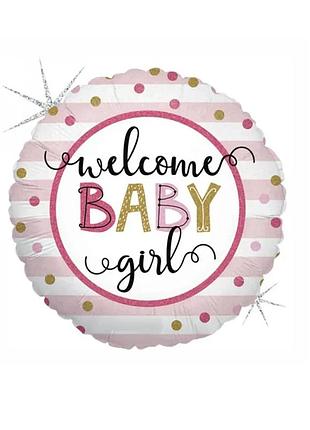 Фольгированный шар круг "welcome girl"  18"(45см)