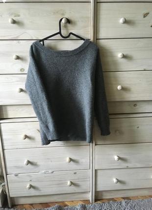 Кашемировый серый базовый свитер в рубчик 8-10 sisley италия2 фото