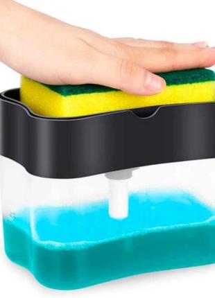 Диспенсер для мийного засобу з підставкою для губки soap pump & sponge caddy чорний