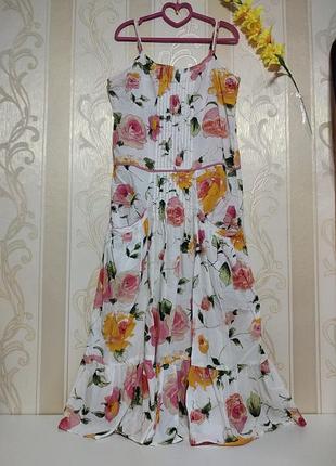 Длинное батистовое платье сарафан с большими карманами