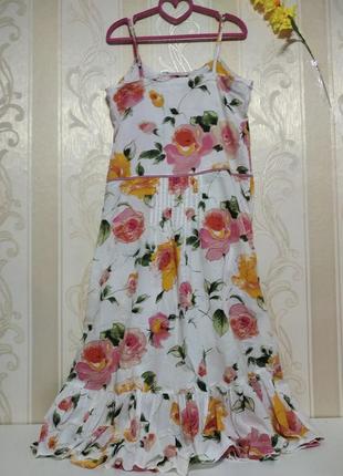 Длинное батистовое платье сарафан с большими карманами4 фото