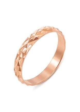Обручальное кольцо с гранями, красное золото1 фото