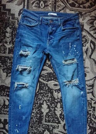 Брендовые фирменные стрейчевые джинсы zara men, оригинал, размер 34-36.