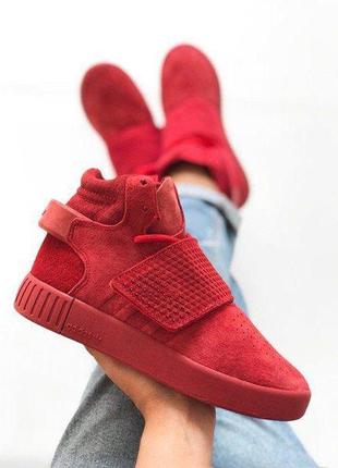 Женские кроссовки adidas tubular  invader red (весна/лето/осень)