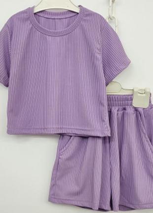 Літній костюм,  рубчик мустанг, топ і шорти, є різні кольори