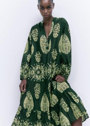 Zara  платье рубашка с принтом этническим