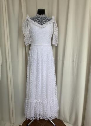 Вінтаж 80х сукня весільна панночка гіпюр зі шлейфом1 фото