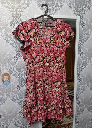 Платье ярусное рюши цветы свободное1 фото