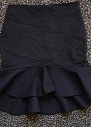 Базова спідниця міні з воланом асиметрична чорна zara6 фото