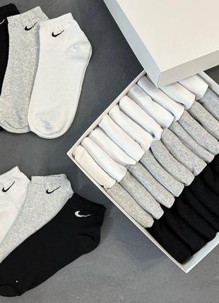 Мужские белые короткие носки nike білі чоловічі короткі шкарпетки 30 пар nike найк