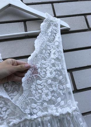 Белое кружевное прозрачное пляжное платье с вышивкой (для беременных) new look7 фото