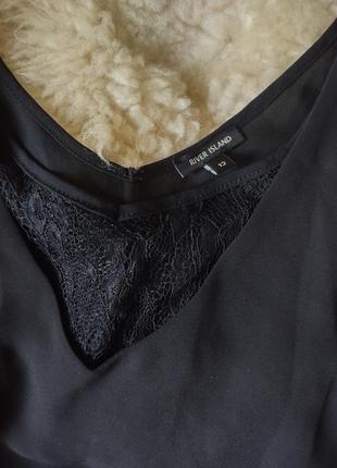 Топ чорний шовковий блуза ,бренд river island 12,3 фото