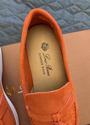 Лоферы оранжевые loro piana summer walk 37