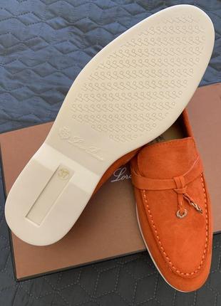 Лоферы оранжевые loro piana summer walk 37